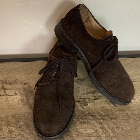 Polo by Ralph Lauren Shoes | Men's Polo Ralph Lauren Dark Brown Suede Leather Derby Oxford Shoes 9 12 D | Color: Brown | Size: 9.5 | Groovythreadz's